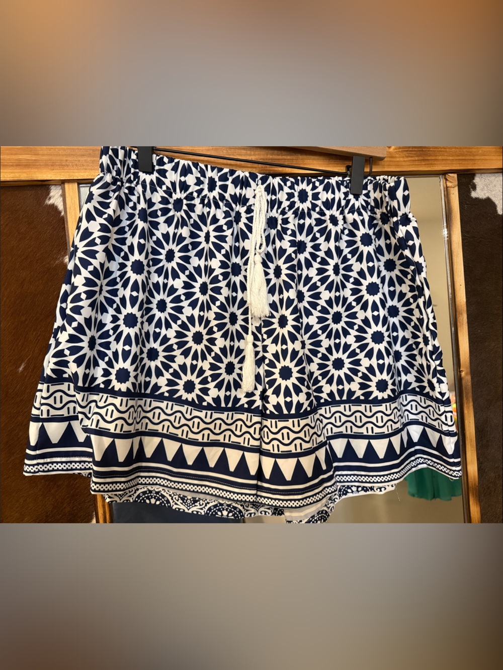 Navy and White Printed Boho Shorts